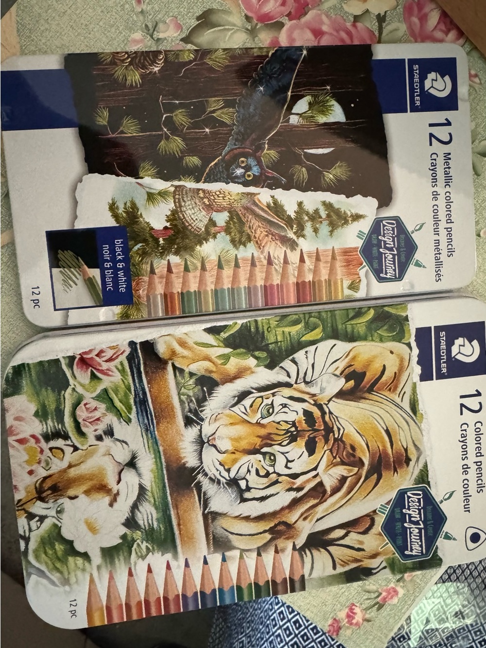 Staedtler 12-Color Pencil Tin Set - Tiger & Owl Artwork (Multicolor)